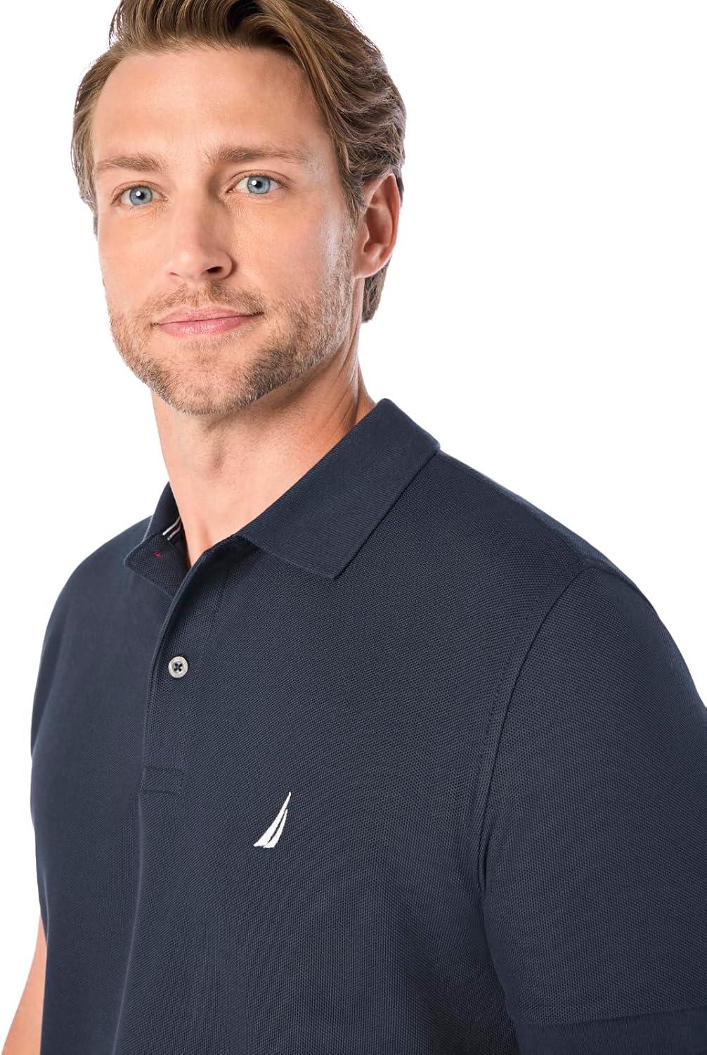 imageNautica Mens Classic Short Sleeve Solid Performance Deck Polo ShirtNavy