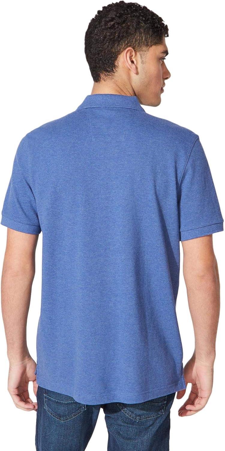 imageNautica Mens Classic Short Sleeve Solid Performance Deck Polo ShirtStellar Blue Heather Basic Polo