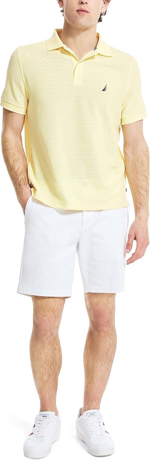 imageNautica Mens Classic Short Sleeve Solid Performance Deck Polo ShirtYellow
