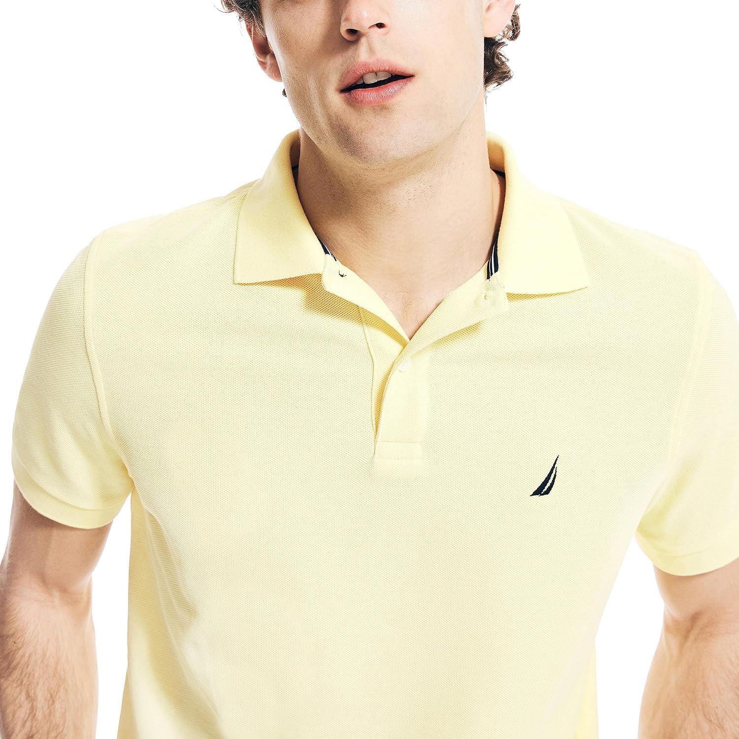 imageNautica Mens Classic Short Sleeve Solid Performance Deck Polo ShirtYellow
