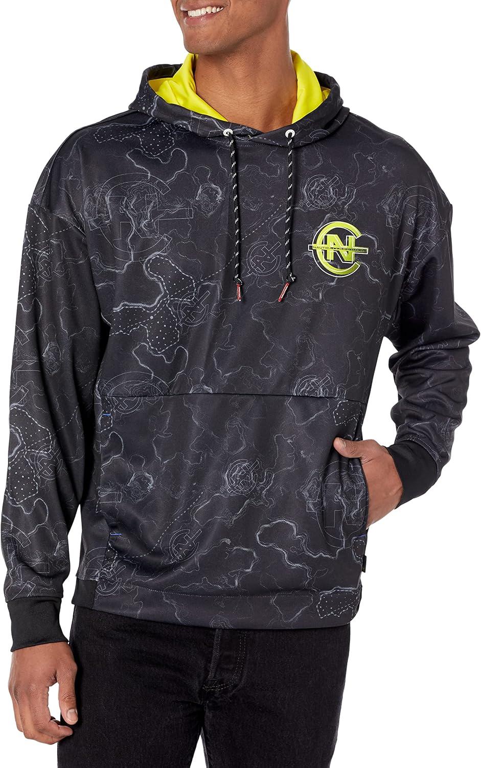 imageNautica Mens Competition Sustainably Crafted Printed HoodieTrue Black