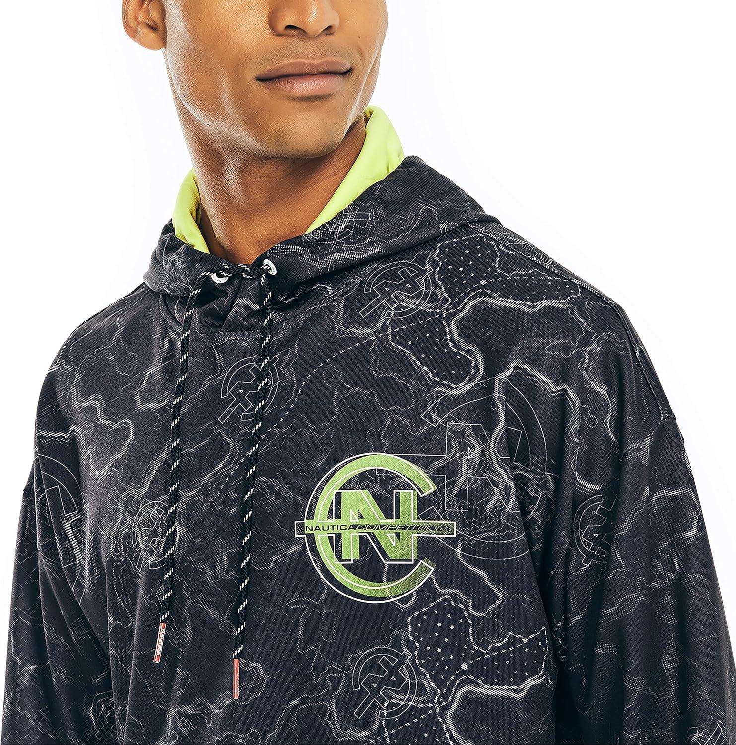 imageNautica Mens Competition Sustainably Crafted Printed HoodieTrue Black