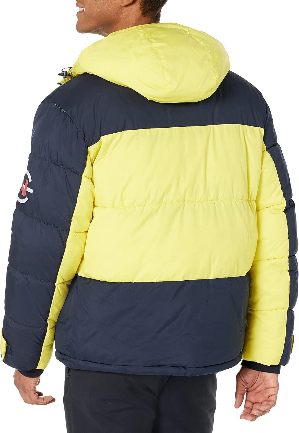 imageNautica Mens Competition Sustainably Crafted Tempasphere Colorblock ParkaBlazing Yellow