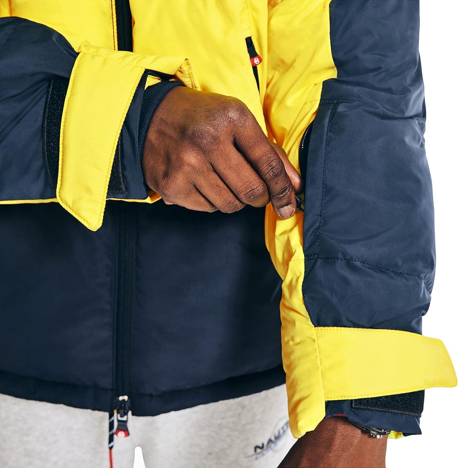 imageNautica Mens Competition Sustainably Crafted Tempasphere Colorblock ParkaBlazing Yellow
