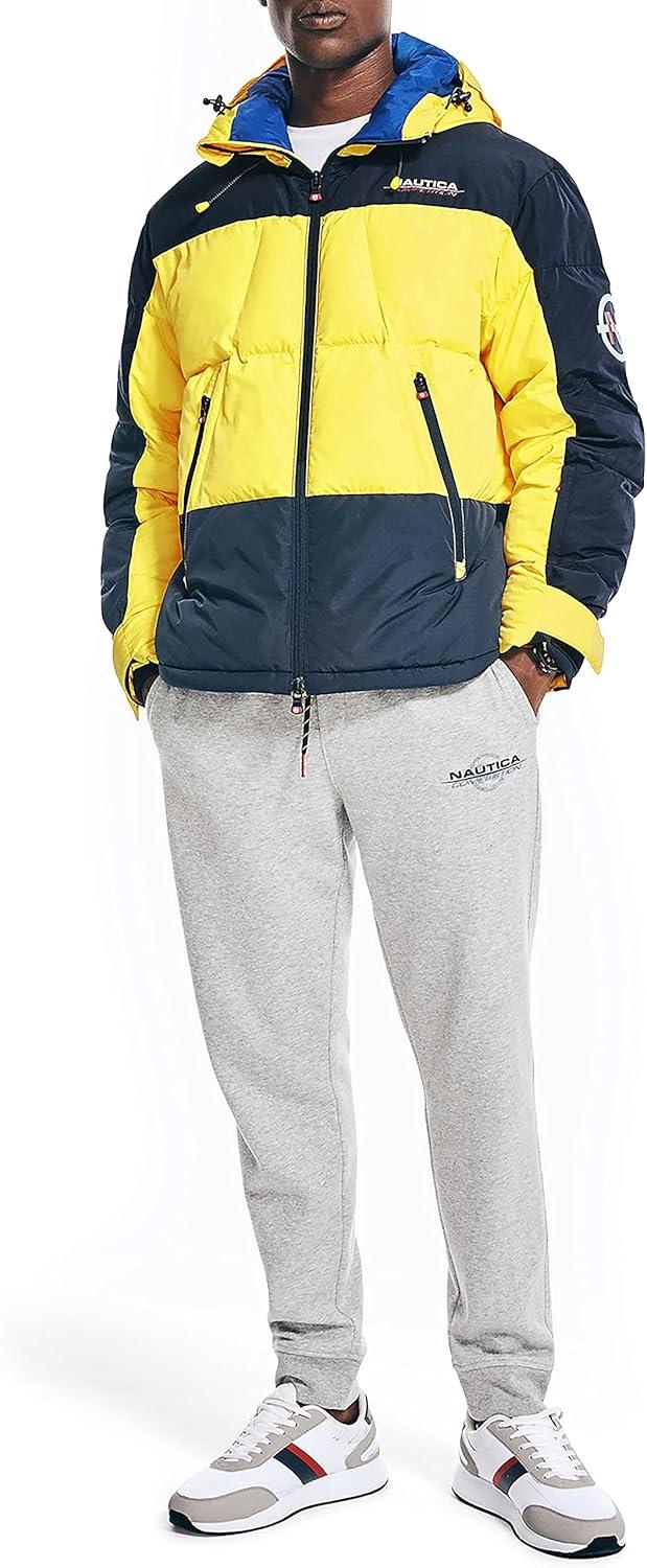 imageNautica Mens Competition Sustainably Crafted Tempasphere Colorblock ParkaBlazing Yellow