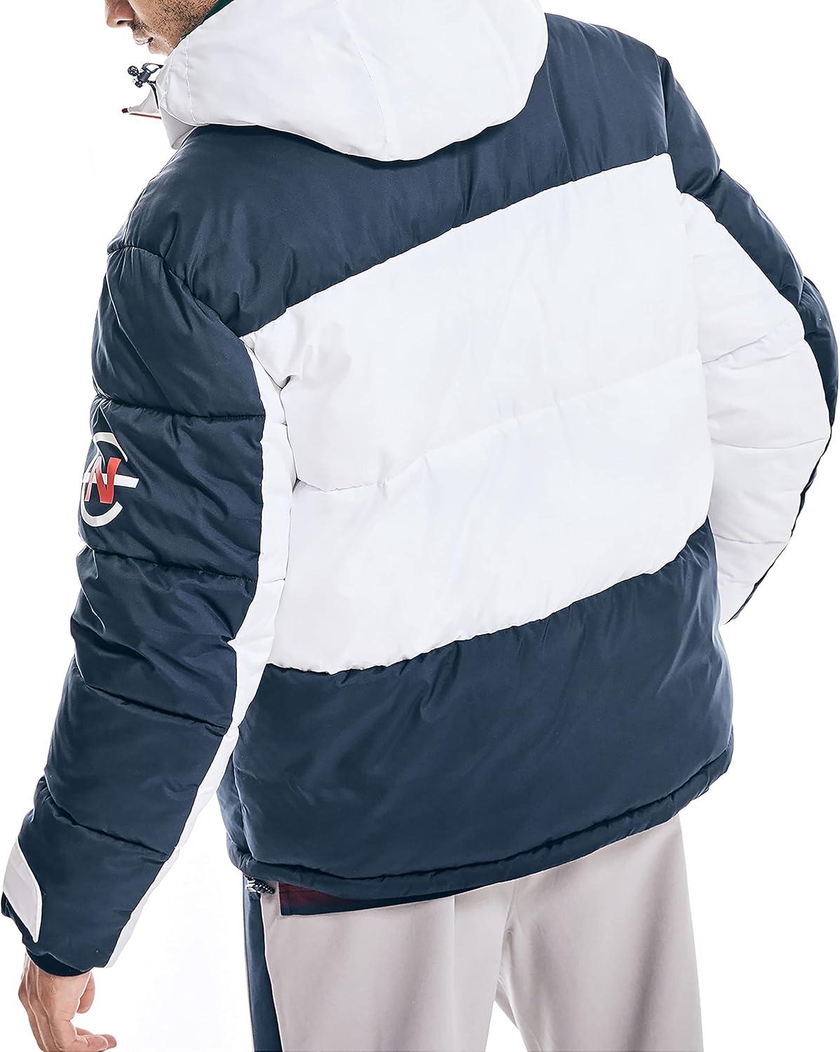 imageNautica Mens Competition Sustainably Crafted Tempasphere Colorblock ParkaNavy