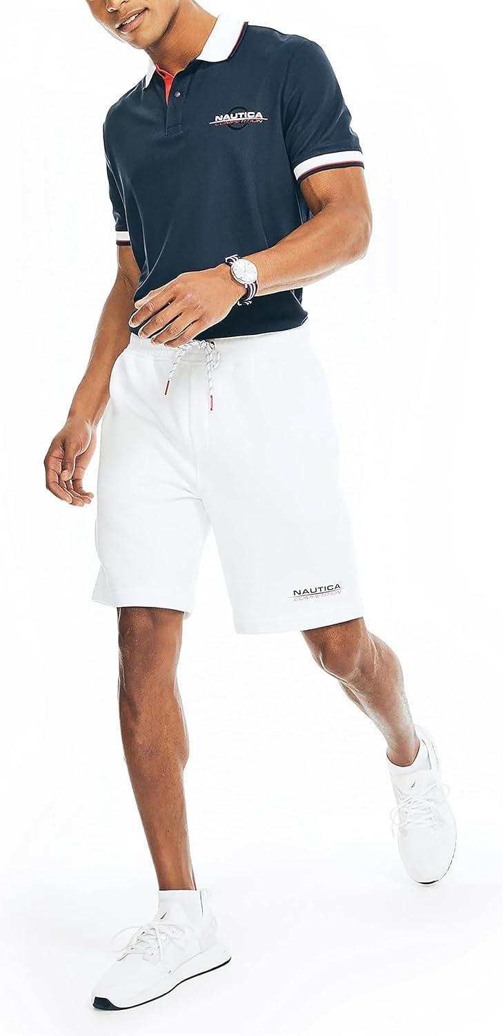 imageNautica Mens Nautica Competition Sustainably Crafted 9 Fleece ShortBright White