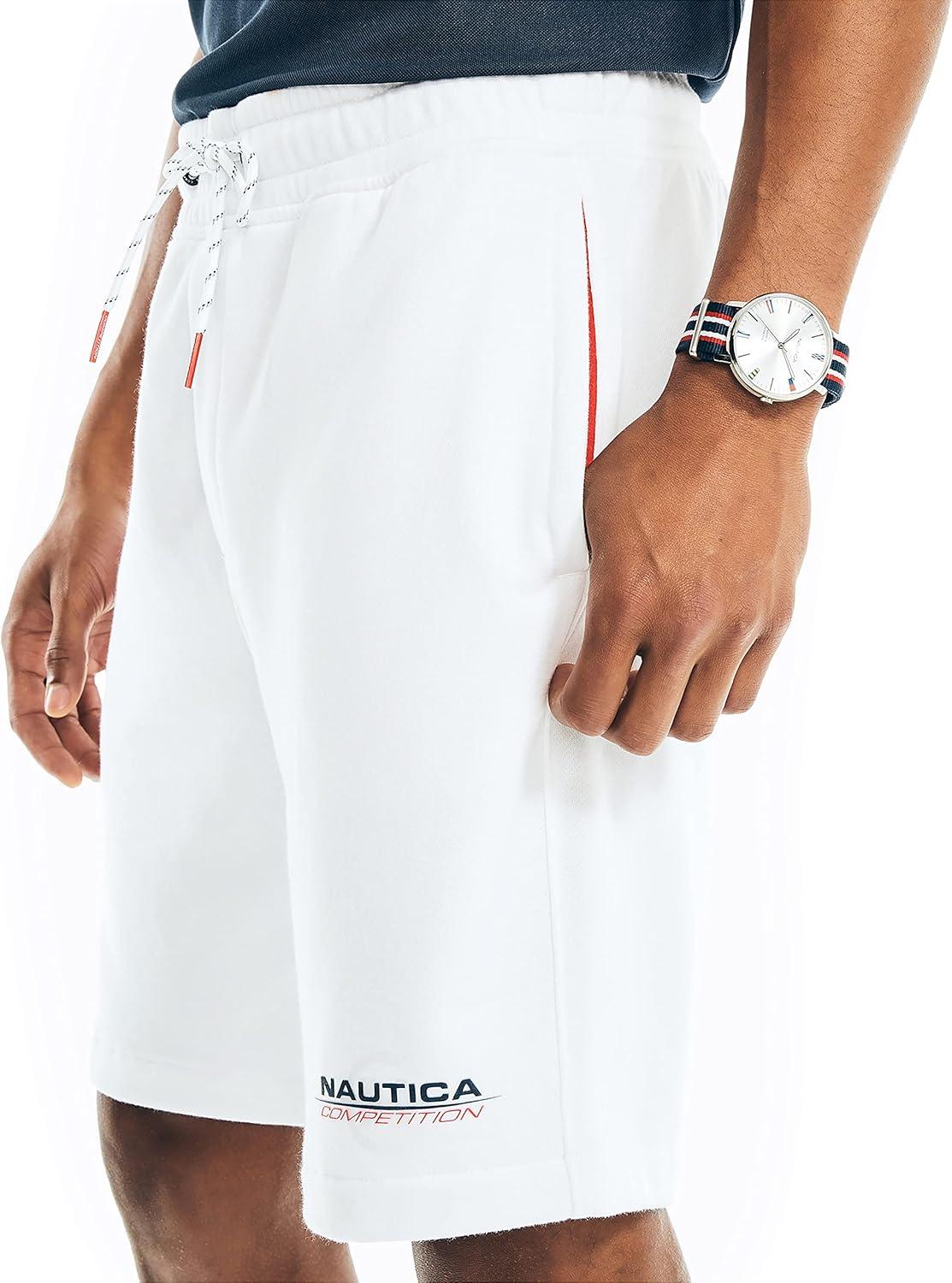 imageNautica Mens Nautica Competition Sustainably Crafted 9 Fleece ShortBright White