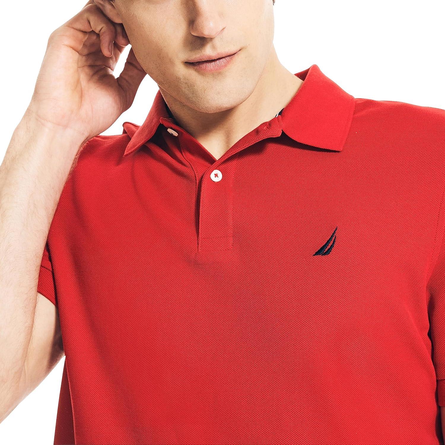 imageNautica Mens Performance Pique Polo ShirtNautica Red