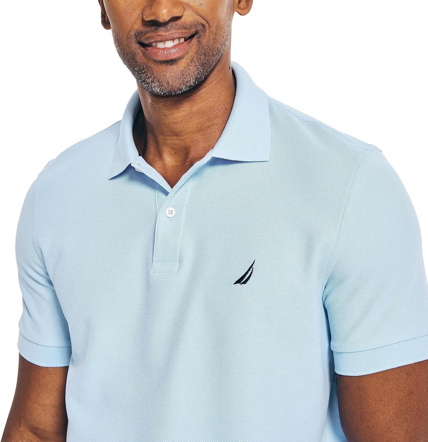 imageNautica Mens Performance Pique Polo ShirtNoon Blue