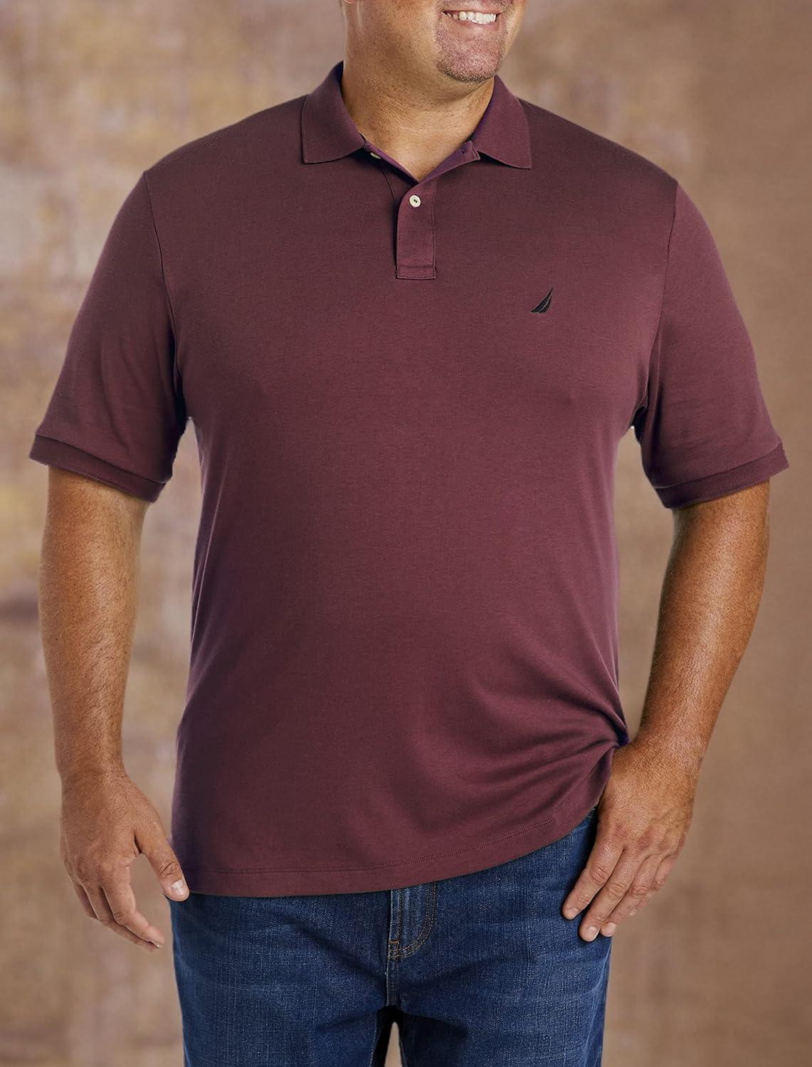 imageNautica Mens Performance Pique Polo ShirtRoyal Burgundy
