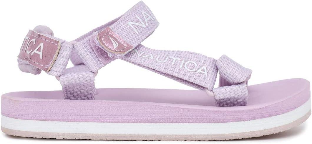 imageNautica Toddler Boys Sport Sandals Lightweight Athletic OpenToe Summer Shoes with Dual Adjustable Hook and Loop Straps for Outdoor Play Beach and WaterPink Metallic