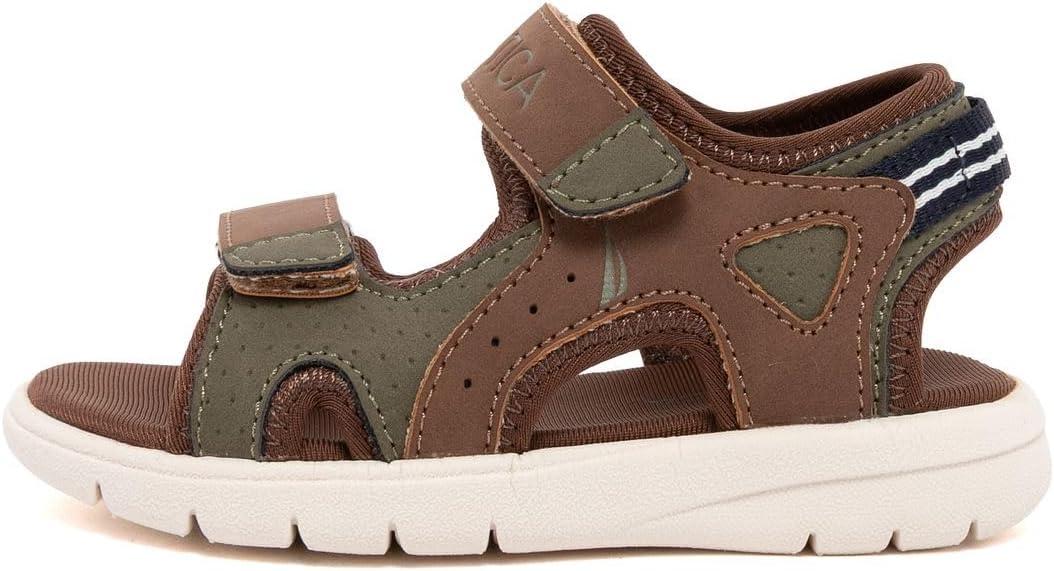 imageNautica Toddler Boys Sport Sandals Lightweight Athletic OpenToe Summer Shoes with Dual Adjustable Hook and Loop Straps for Outdoor Play Beach and WaterBrown Olive Jupiter