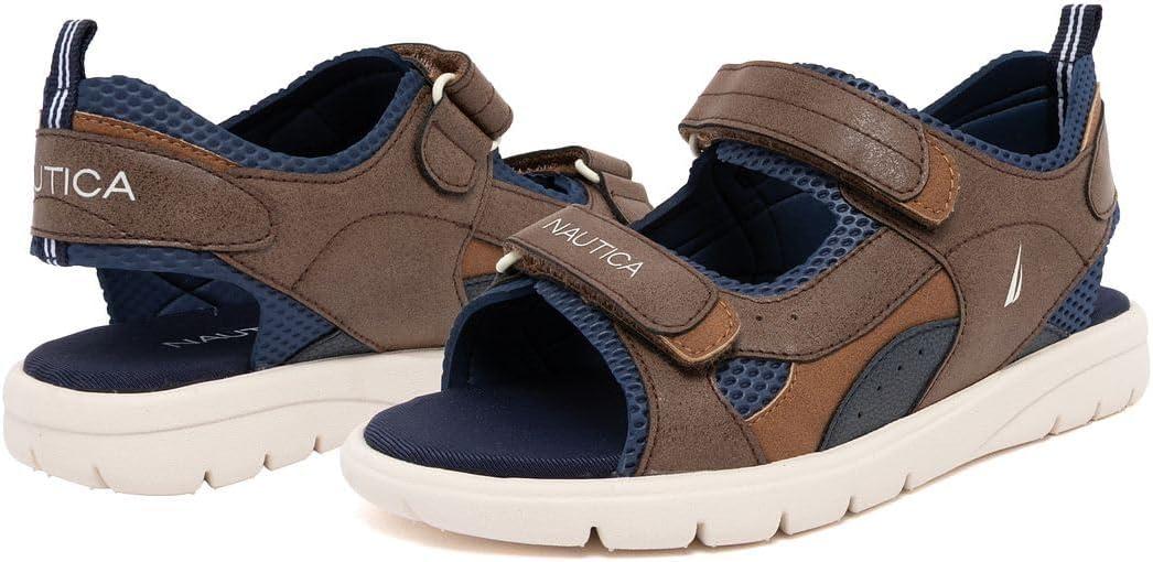 imageNautica Toddler Boys Sport Sandals Lightweight Athletic OpenToe Summer Shoes with Dual Adjustable Hook and Loop Straps for Outdoor Play Beach and WaterBrown Navyjimmy
