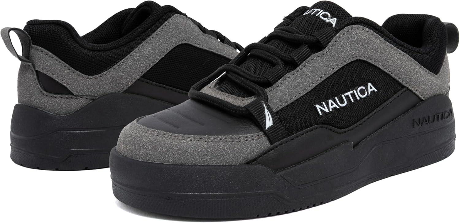 imageNautica Youth Athletic Sneakers Comfortable LaceUp Tennis Shoes for Boys and Girls Durable Casual Sport Footwear for School Gym and Daily WearBlack Greyhightide