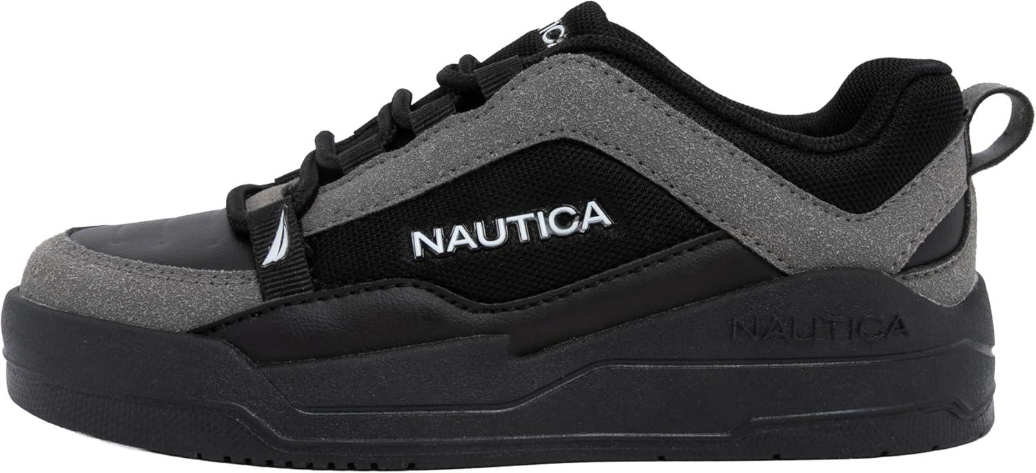 imageNautica Youth Athletic Sneakers Comfortable LaceUp Tennis Shoes for Boys and Girls Durable Casual Sport Footwear for School Gym and Daily WearBlack Greyhightide