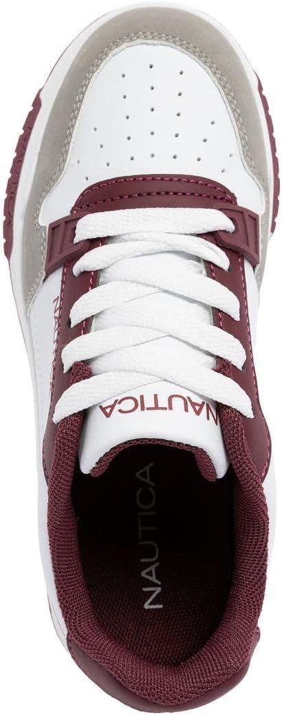imageNautica Youth Athletic Sneakers Comfortable LaceUp Tennis Shoes for Boys and Girls Durable Casual Sport Footwear for School Gym and Daily WearBurgundy Greygavie