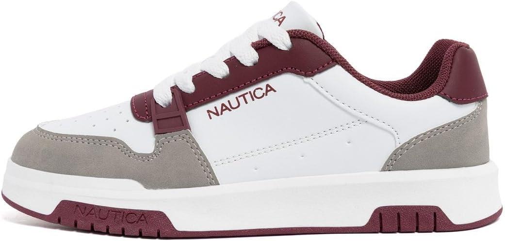 imageNautica Youth Athletic Sneakers Comfortable LaceUp Tennis Shoes for Boys and Girls Durable Casual Sport Footwear for School Gym and Daily WearBurgundy Greygavie