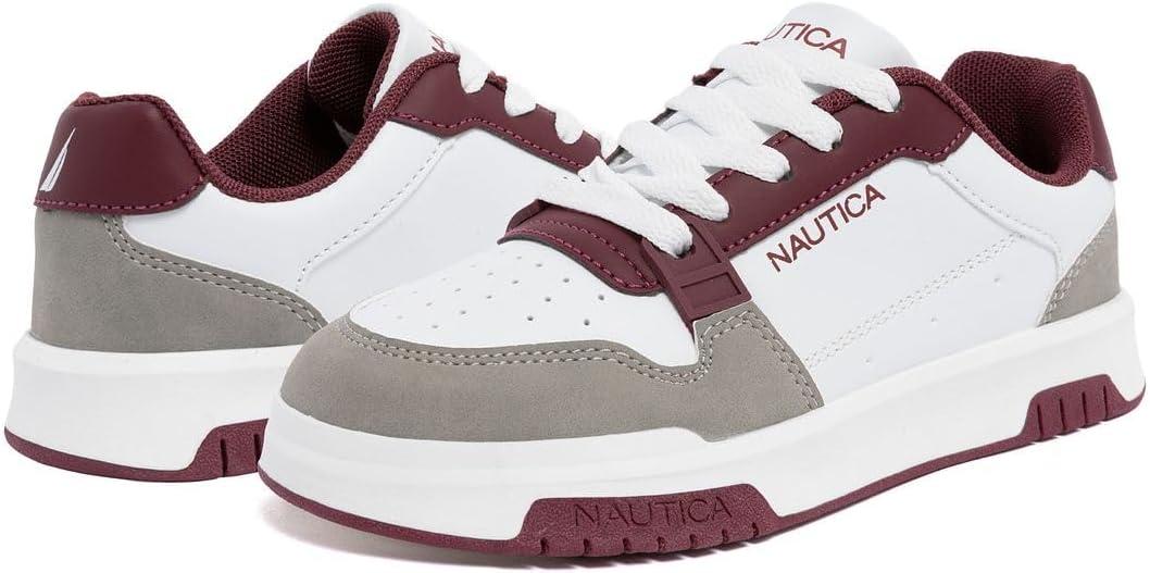 imageNautica Youth Athletic Sneakers Comfortable LaceUp Tennis Shoes for Boys and Girls Durable Casual Sport Footwear for School Gym and Daily WearBurgundy Greygavie