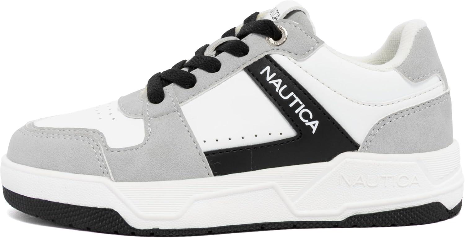 imageNautica Youth Athletic Sneakers Comfortable LaceUp Tennis Shoes for Boys and Girls Durable Casual Sport Footwear for School Gym and Daily WearWhite Black Grey