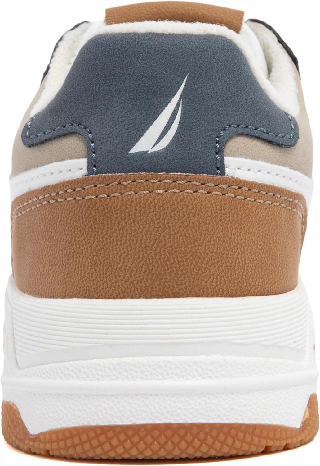 imageNautica Youth Athletic Sneakers Comfortable LaceUp Tennis Shoes for Boys and Girls Durable Casual Sport Footwear for School Gym and Daily WearWhite Blue Tan