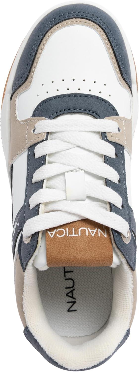 imageNautica Youth Athletic Sneakers Comfortable LaceUp Tennis Shoes for Boys and Girls Durable Casual Sport Footwear for School Gym and Daily WearWhite Blue Tan