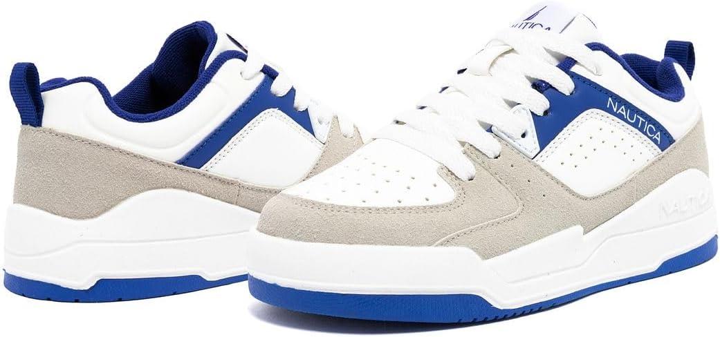 imageNautica Youth Athletic Sneakers Comfortable LaceUp Tennis Shoes for Boys and Girls Durable Casual Sport Footwear for School Gym and Daily WearWhite Cobalthappy