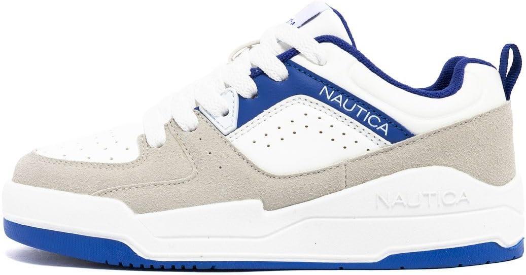 imageNautica Youth Athletic Sneakers Comfortable LaceUp Tennis Shoes for Boys and Girls Durable Casual Sport Footwear for School Gym and Daily WearWhite Cobalthappy