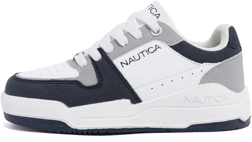 imageNautica Youth Athletic Sneakers Comfortable LaceUp Tennis Shoes for Boys and Girls Durable Casual Sport Footwear for School Gym and Daily WearWhite Navy Greyharrold