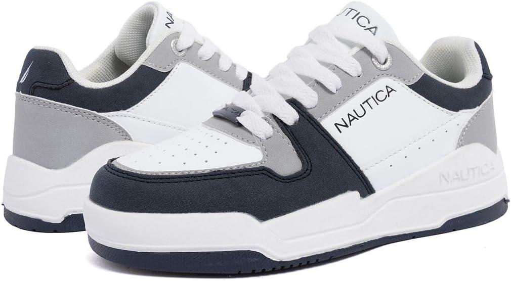 imageNautica Youth Athletic Sneakers Comfortable LaceUp Tennis Shoes for Boys and Girls Durable Casual Sport Footwear for School Gym and Daily WearWhite Navy Greyharrold