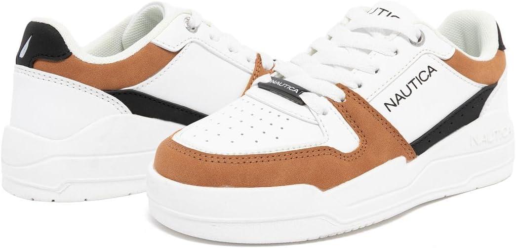 imageNautica Youth Athletic Sneakers Comfortable LaceUp Tennis Shoes for Boys and Girls Durable Casual Sport Footwear for School Gym and Daily WearWhite Tan Blackharrold