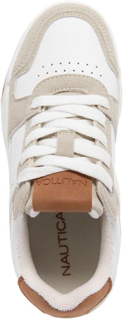 imageNautica Youth Athletic Sneakers Comfortable LaceUp Tennis Shoes for Boys and Girls Durable Casual Sport Footwear for School Gym and Daily WearWhite Taupe Tan