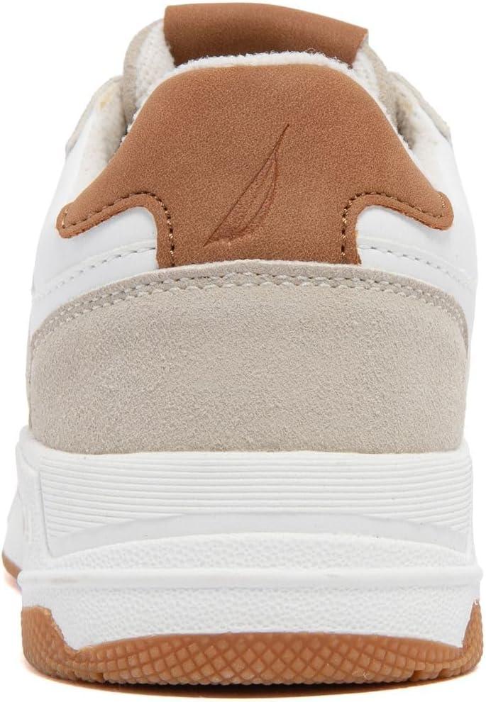 imageNautica Youth Athletic Sneakers Comfortable LaceUp Tennis Shoes for Boys and Girls Durable Casual Sport Footwear for School Gym and Daily WearWhite Taupe Tan