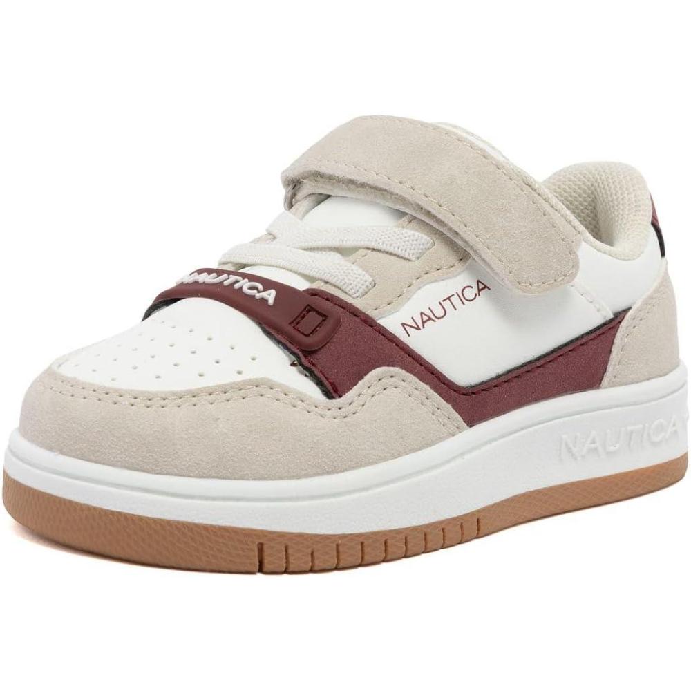 imageNautica Kids Adjustable Strap Shoes  Comfortable Casual Sneakers for Boys and Girls Toddlers amp Little KidsBurgundy Whiteseaspray