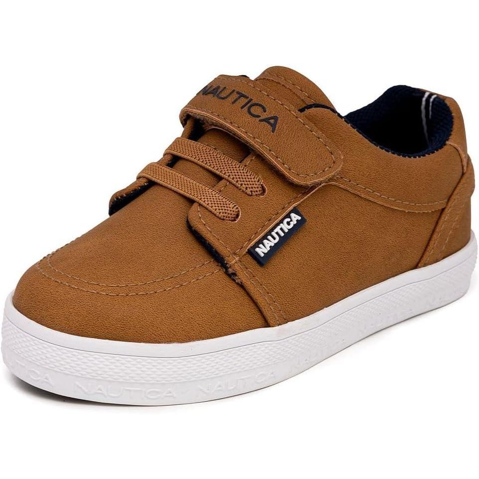 imageNautica Kids Adjustable Strap Shoes Comfortable Casual Sneakers for Boys and Girls Toddlers amp Little KidsLight Tan