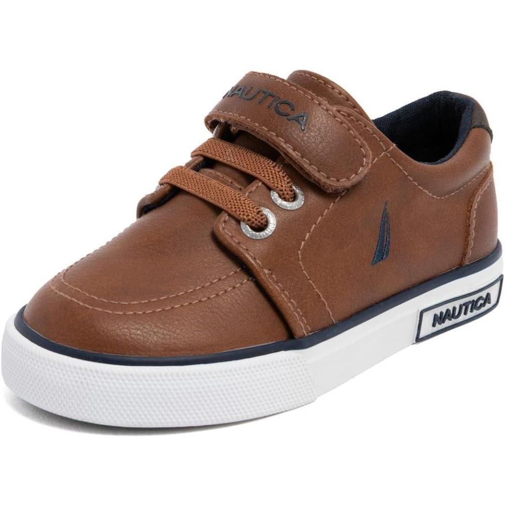 imageNautica Kids Adjustable Strap Shoes Comfortable Casual Sneakers for Boys and Girls Toddlers amp Little KidsTan X Berrian
