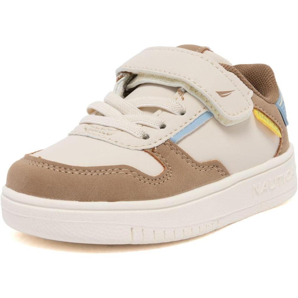 imageNautica Kids Adjustable Strap Shoes Comfortable Casual Sneakers for Boys and Girls Toddlers amp Little KidsTaupe Multi