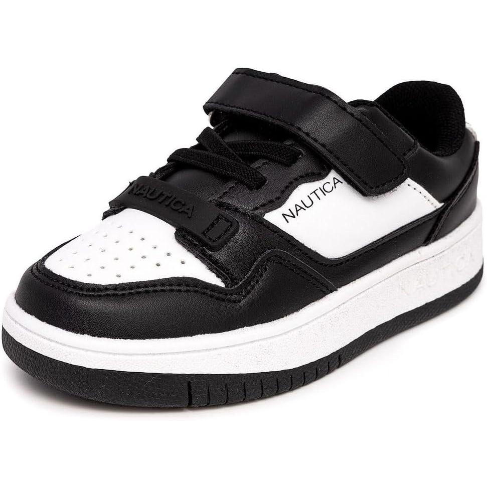 imageNautica Kids Adjustable Strap Shoes Comfortable Casual Sneakers for Boys and Girls Toddlers amp Little KidsWhite Blackseaspray