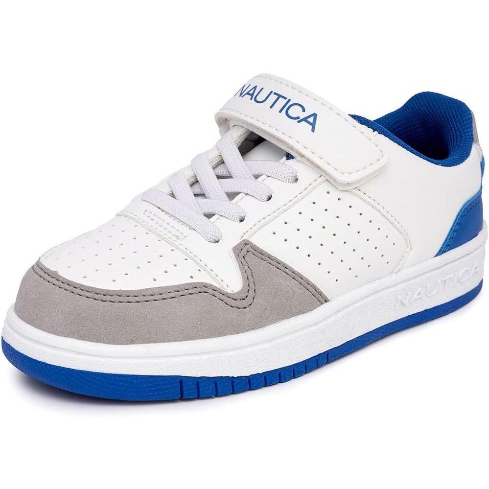 imageNautica Kids Adjustable Strap Shoes Comfortable Casual Sneakers for Boys and Girls Toddlers amp Little KidsWhite Blue Greyjarrell
