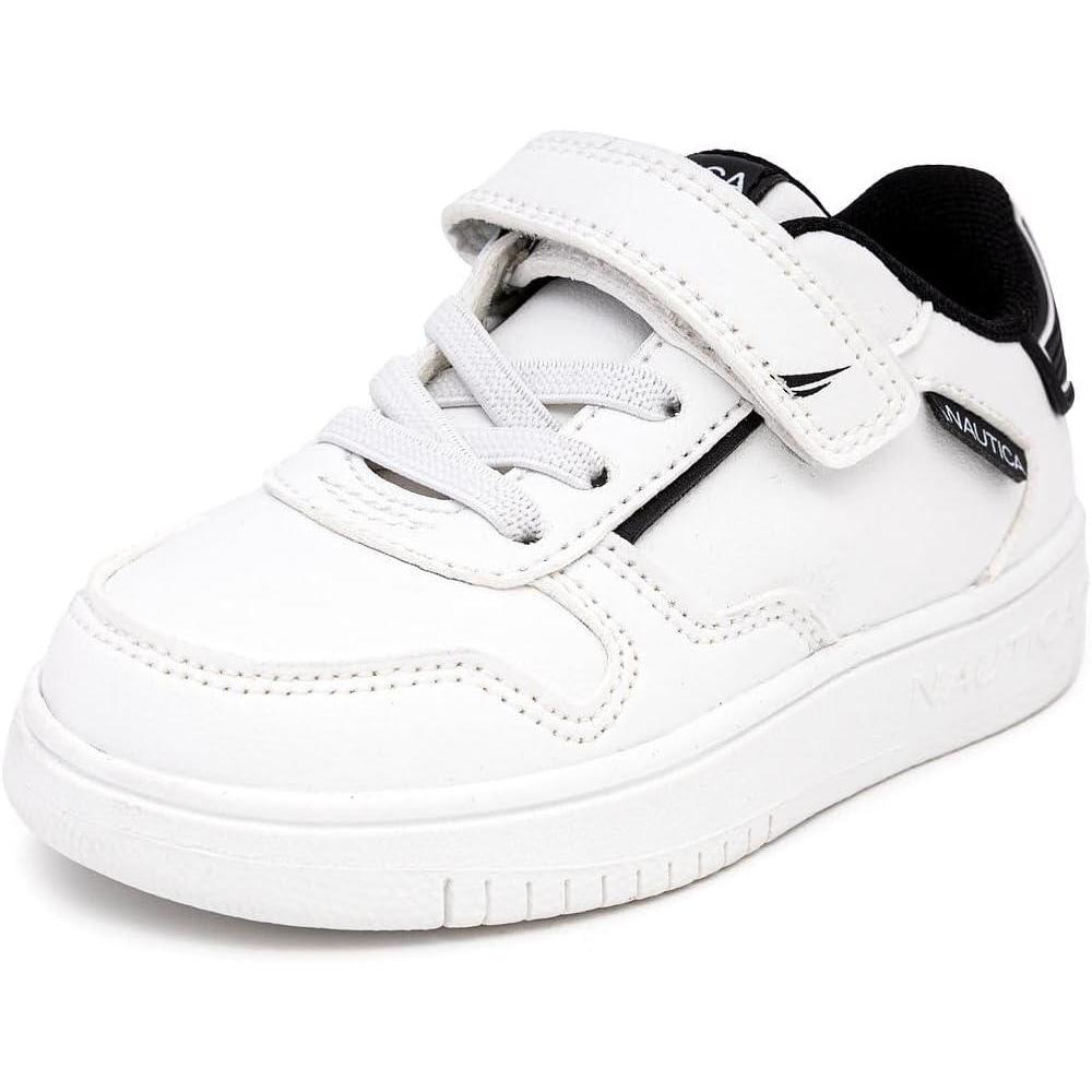 imageNautica Kids Adjustable Strap Shoes  Comfortable Casual Sneakers for Boys and Girls Toddlers amp Little KidsWhiteBlackalmiana