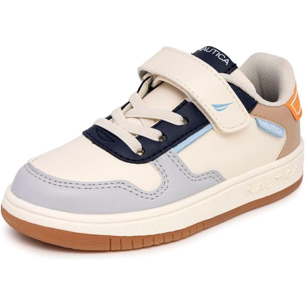 imageNautica Kids Adjustable Strap Shoes Comfortable Casual Sneakers for Boys and Girls Toddlers amp Little KidsWhitenavy Blue
