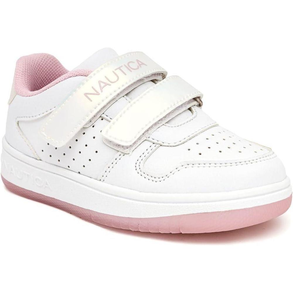 imageNautica Kids Fashion Sneakers Comfortable Durable Double Strap Athletic Style Shoes for Boys and GirlsWhite Iridescentstafford