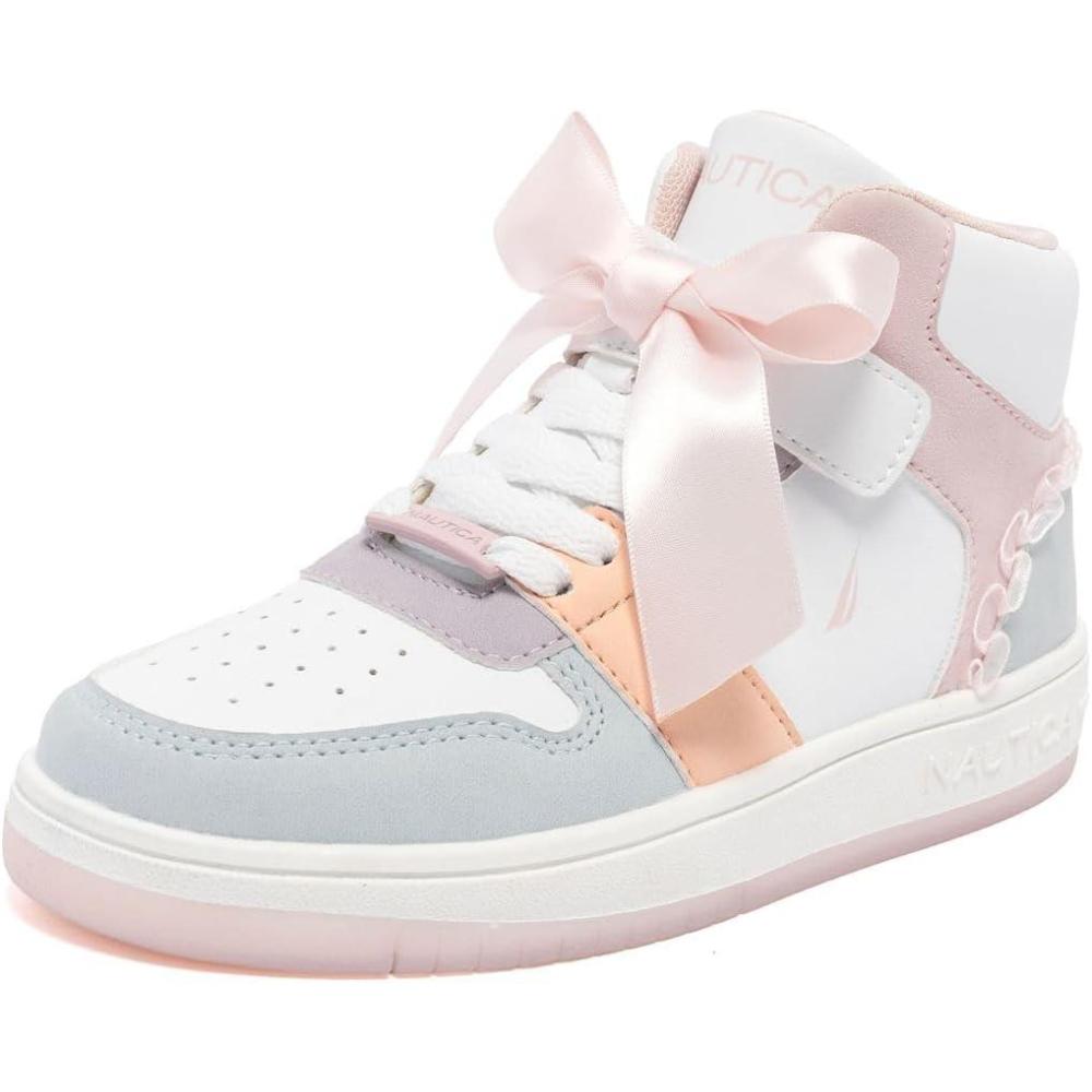 imageNautica Kids Sneaker LaceUp Fashion Shoe with BootLike High Top Design for Boys and Girls Big KidLittle Kid Sizes  HorizonBlush Pastel