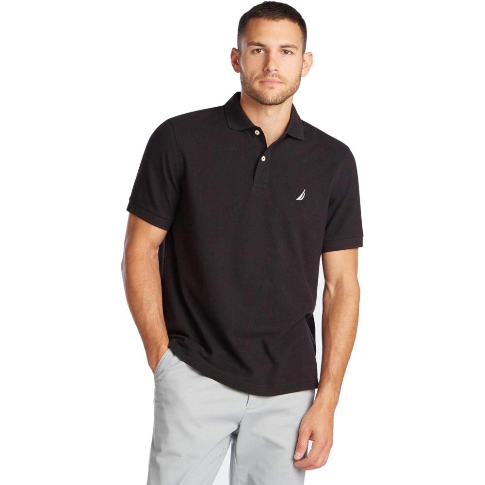 imageNautica Mens Classic Short Sleeve Solid Performance Deck Polo ShirtBasic Black