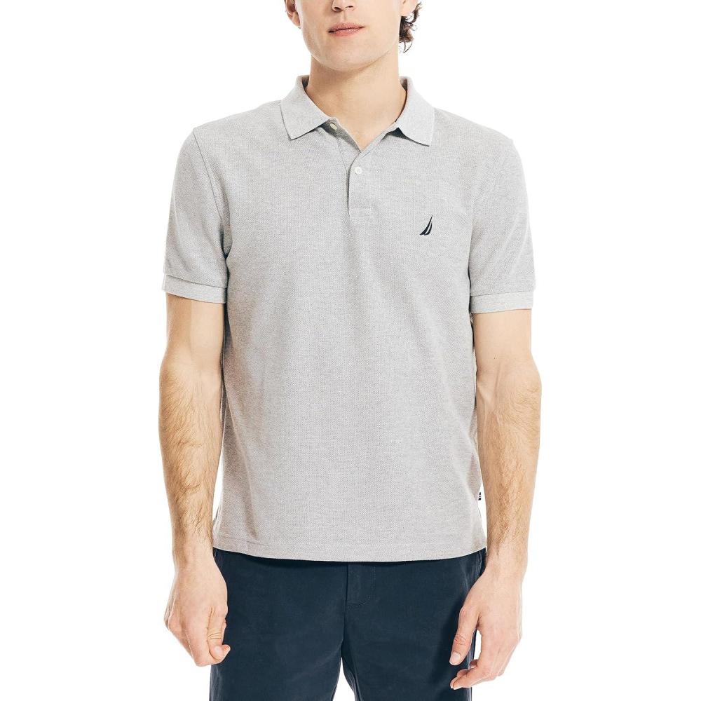imageNautica Mens Classic Short Sleeve Solid Performance Deck Polo ShirtGrey Heather2