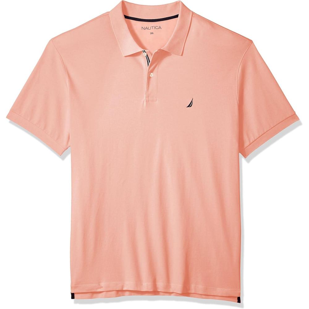 imageNautica Mens Classic Short Sleeve Solid Polo ShirtCoral Sands