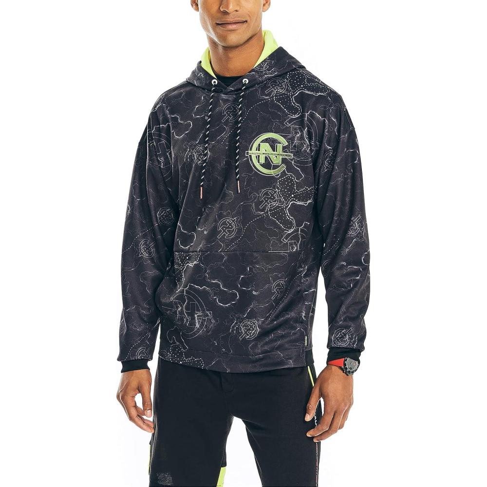 imageNautica Mens Competition Sustainably Crafted Printed HoodieTrue Black