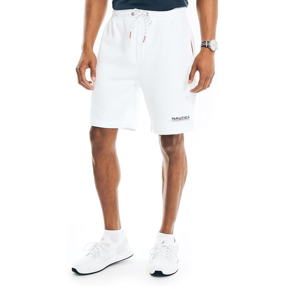 imageNautica Mens Nautica Competition Sustainably Crafted 9 Fleece ShortBright White