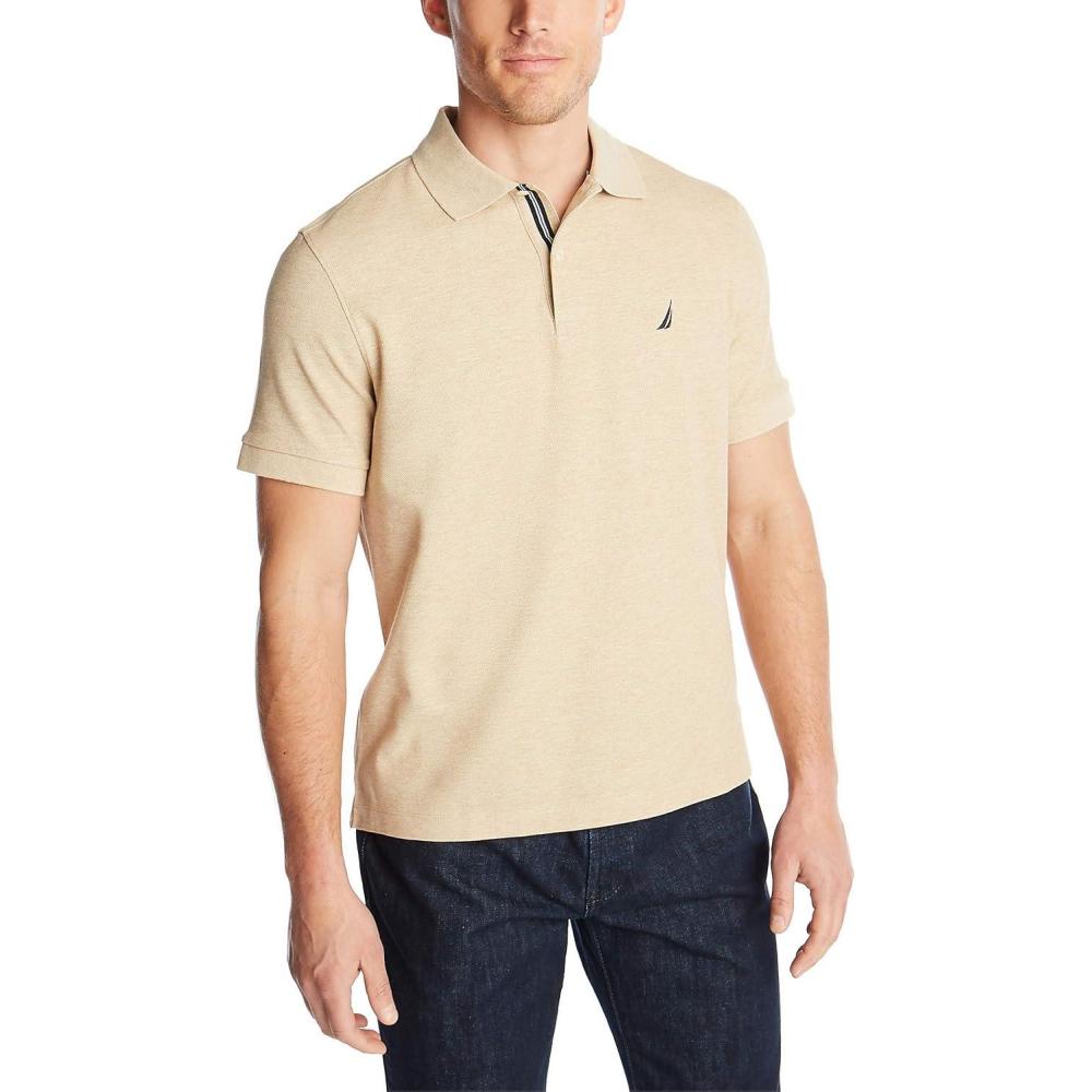 imageNautica Mens Performance Pique Polo ShirtCoastal Camel Heather