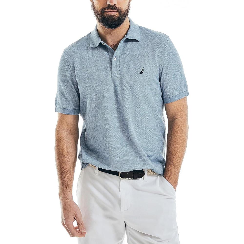 imageNautica Mens Performance Pique Polo ShirtDeep Anchor Heather
